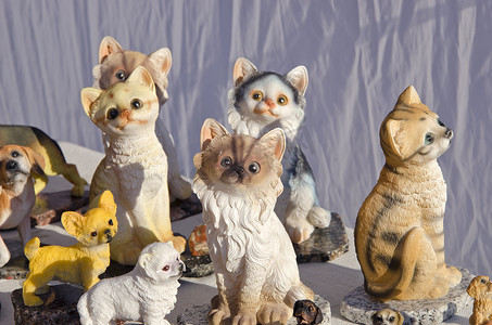 博览会上漂亮的猫纪念雕塑