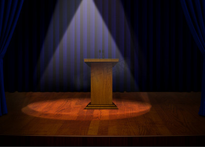 舞灯摄影照片_舞台上的讲台与投影灯架