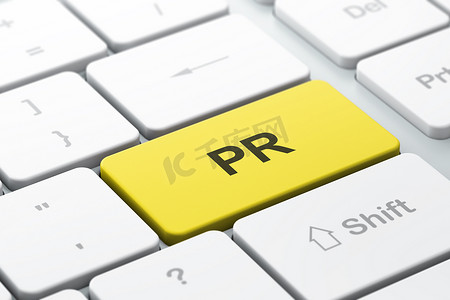 pr摄影照片_营销理念： 有 PR 的电脑键盘