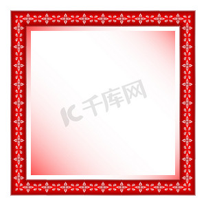 红色点缀装饰摄影照片_与花卉装饰的红色框架