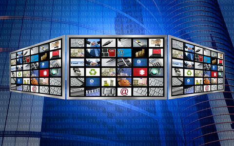 全球 3d 屏幕电视多媒体技术概念