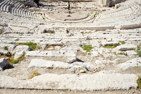阿基米德和王冠摄影照片_希腊剧院，锡拉丘兹的尼亚波利斯在西西里岛