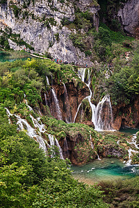 克罗地亚十六湖国家公园的瀑布