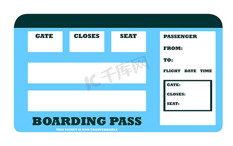 图形化的摄影照片_空白飞机登机牌