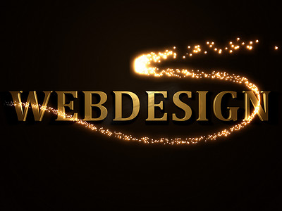 WEBDESIGN-带有带火花的发光线的 3d 铭文