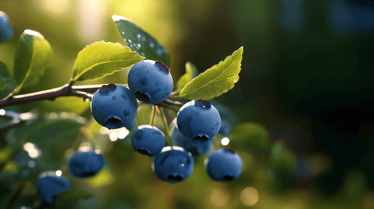 中药材黄精种植摄影照片_种植蓝莓，强烈的阳光