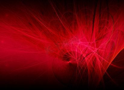 深色背景中红色的电源、抽象结构