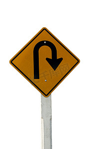 交通指示牌摄影照片_掉头标志