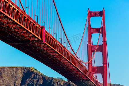 西洲蜜瓜摄影照片_旧金山金门大桥从普雷西迪奥加利福尼亚