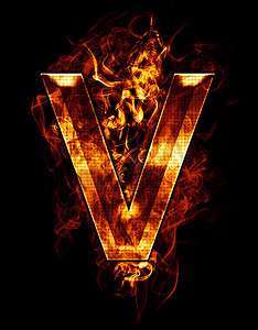 v，b 上带有镀铬效果和红火的字母插图