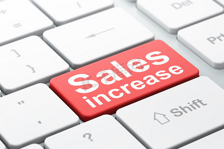 广告理念： 电脑键盘背景上的销售增长