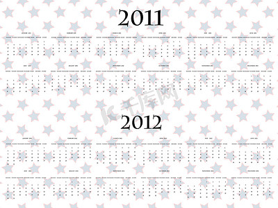 2011 年和 2012 年的矢量星星日历