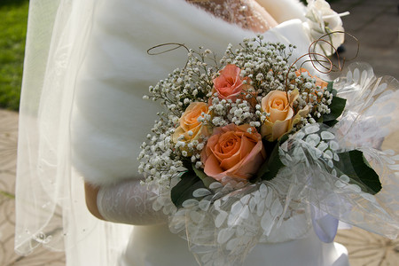 婚礼典礼摄影照片_新娘手中的婚礼花束