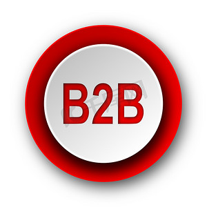 商务背景红色摄影照片_白色背景上的 b2b 红色现代 web 图标