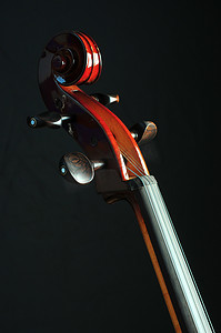 在黑色背景上的大提琴