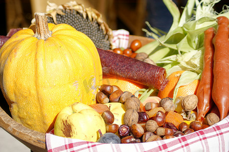 秋季蔬菜和水果的特写