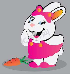 卡通动物日历摄影照片_小白兔配胡萝卜