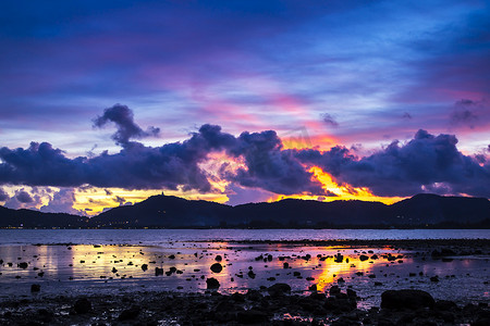 七彩摄影照片_七彩的夕阳