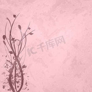 植物插画摄影照片_粉色花卉