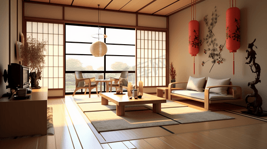 现代化的日式客厅