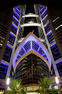 世界贸易中心摄影照片_巴林世界贸易中心在晚上，麦纳麦，巴林