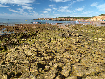 阿尔加维地区田园诗般的 Praia de Rocha 海滩的一部分。