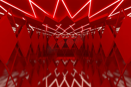 空房间里的抽象红墙