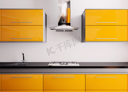 橙色厨房 3d
