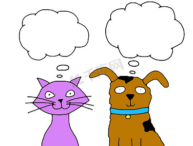 可爱卡通宠物小猫摄影照片_思考猫和狗