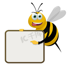 卡通矩形摄影照片_蜜蜂标志
