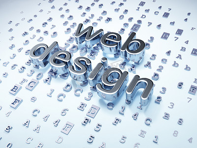 SEO 网页设计理念： 数字背景上的银色网页设计