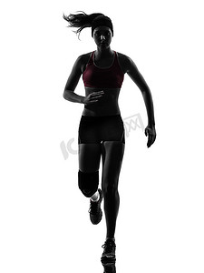 女子赛跑者跑马拉松剪影