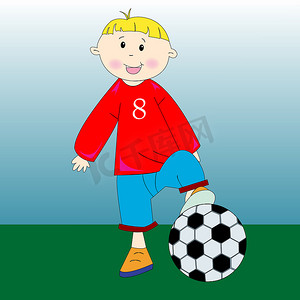 足球比赛卡通摄影照片_小足球运动员