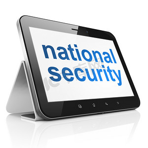 隐私概念平板电脑上的国家安全