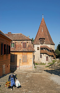 欧洲小镇摄影照片_Sighisoara 特兰西瓦尼亚中世纪古镇在罗马尼亚欧洲
