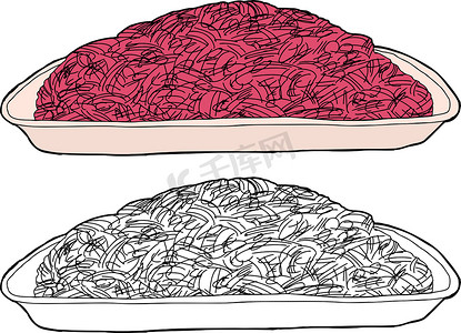 卡通食物涂鸦摄影照片_孤立的碎牛肉