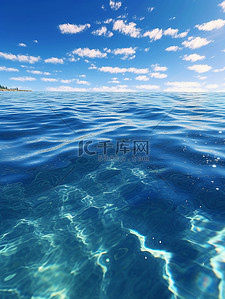 碧绿海水水面大海天空摄影背景