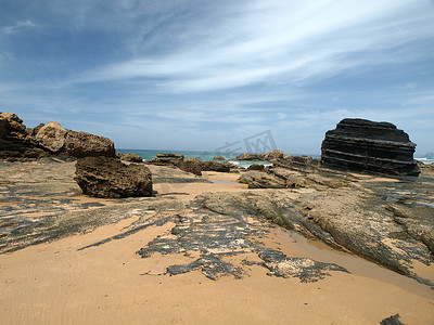 praia摄影照片_Praia do Castelejo，靠近 Vila Do Bispo，阿尔加维，葡萄牙