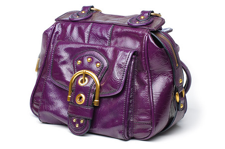 紫色皮革手提包