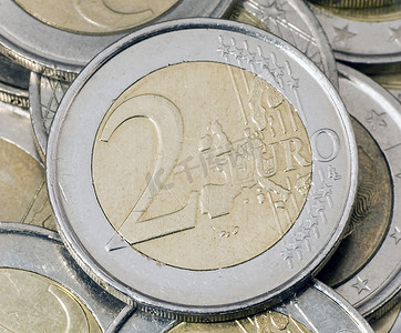美分硬币摄影照片_欧元硬币