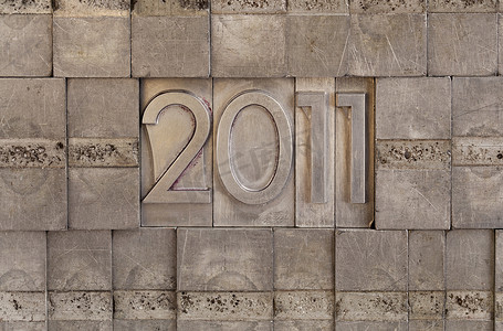 新年字体摄影照片_2011 - 金属印版背景