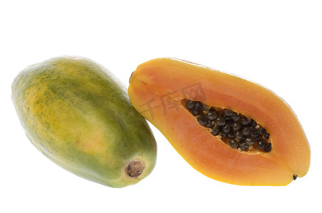 标题美食摄影照片_简体中文标题独立的木瓜果实