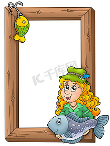 渔女木框画