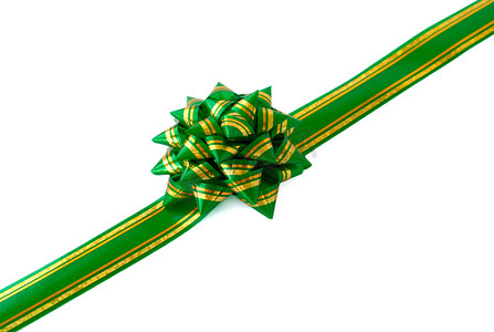 礼品丝带和绿色蝴蝶结