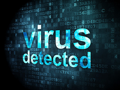保护概念： 在数字背景上检测到病毒