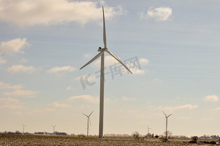 风车雪摄影照片_印第安纳风力涡轮机农场