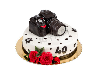 现代数码单反相机四十周年生日蛋糕