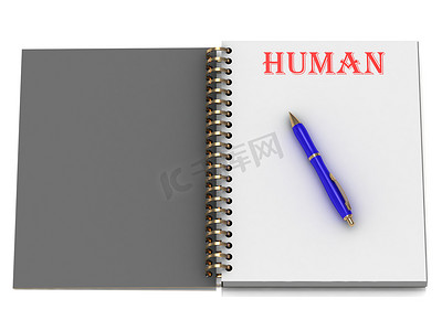 人类在笔记本页面上的文字