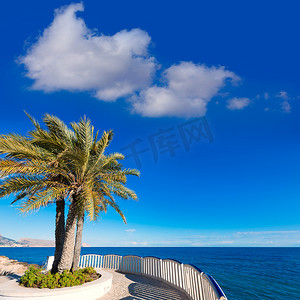 阿尔特亚海滩阳台典型的白色地中海村庄阿里坎
