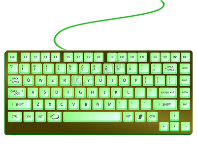 翻译后的中文标题绿色晶亮键盘